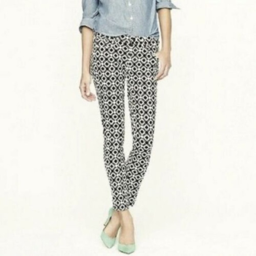 J. Crew Teal Geometric Pattern Jeans Skinny Denim Pants 26 Stretch